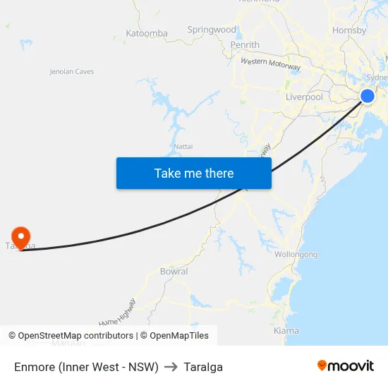 Enmore (Inner West - NSW) to Taralga map