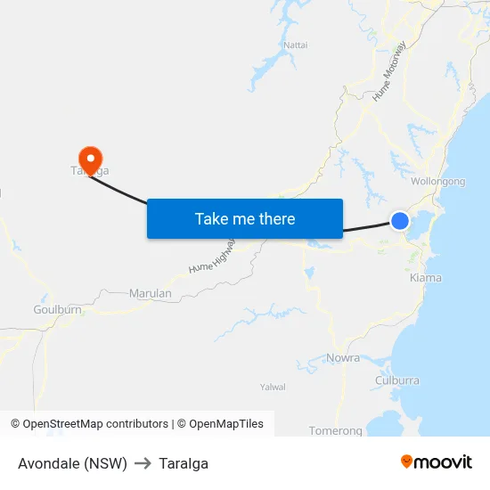 Avondale (NSW) to Taralga map