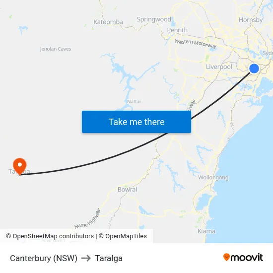 Canterbury (NSW) to Taralga map