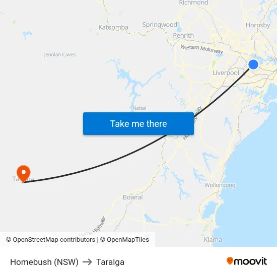 Homebush (NSW) to Taralga map