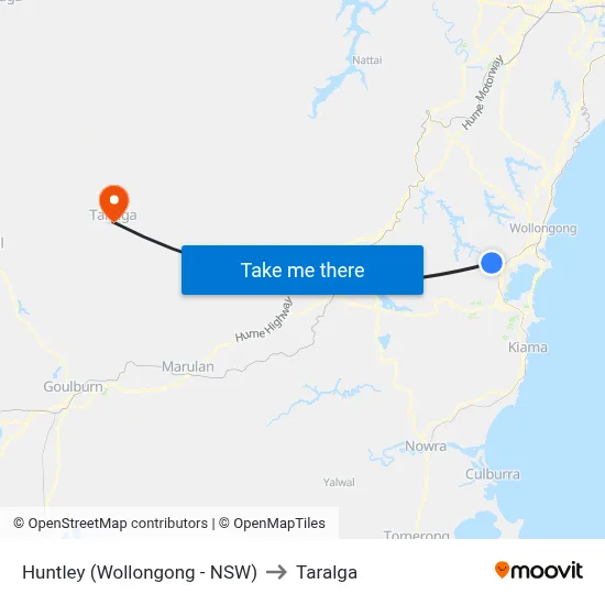 Huntley (Wollongong - NSW) to Taralga map
