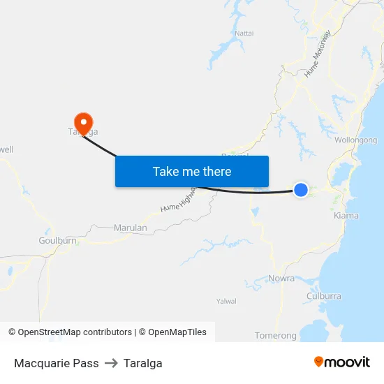 Macquarie Pass to Taralga map