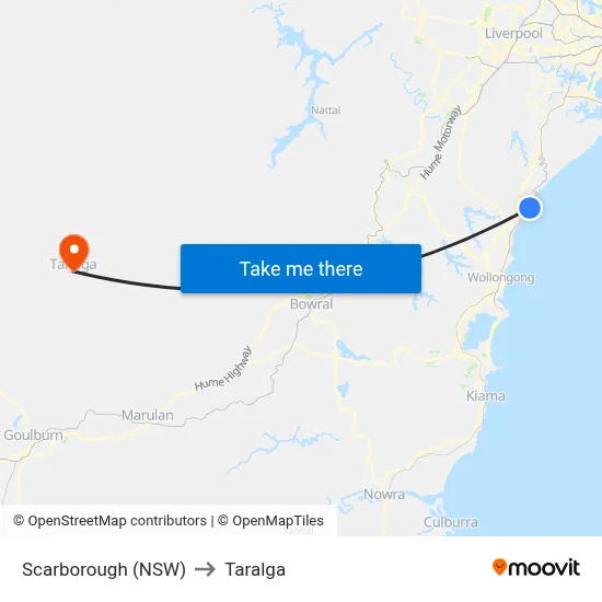 Scarborough (NSW) to Taralga map