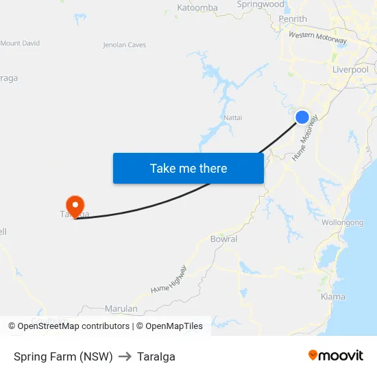 Spring Farm (NSW) to Taralga map