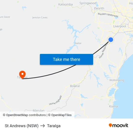 St Andrews (NSW) to Taralga map