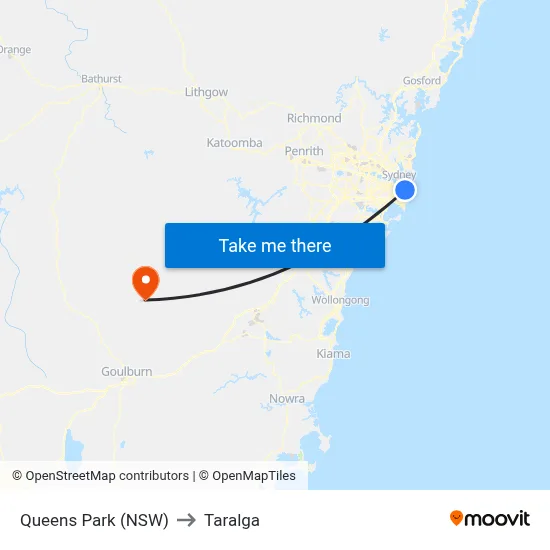 Queens Park (NSW) to Taralga map