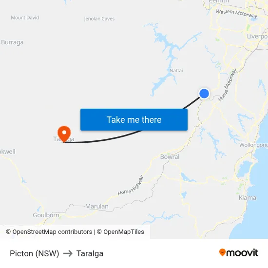 Picton (NSW) to Taralga map