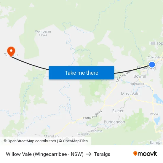 Willow Vale (Wingecarribee - NSW) to Taralga map