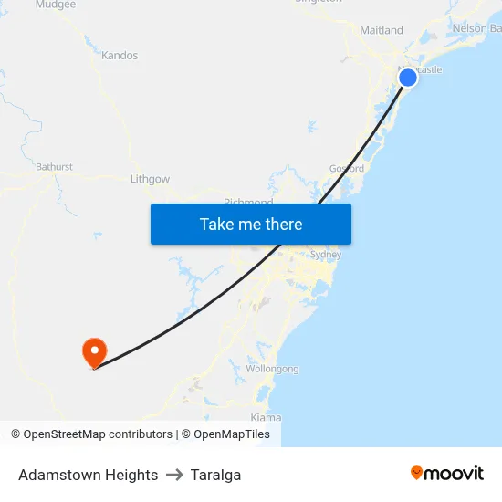 Adamstown Heights to Taralga map