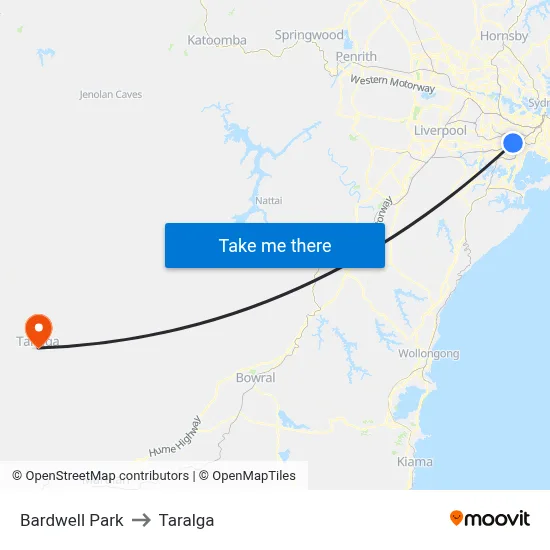 Bardwell Park to Taralga map