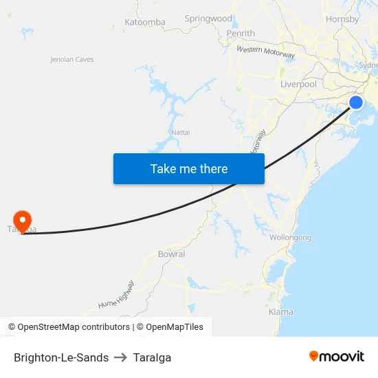 Brighton-Le-Sands to Taralga map