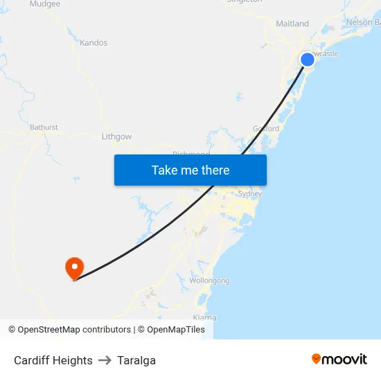 Cardiff Heights to Taralga map