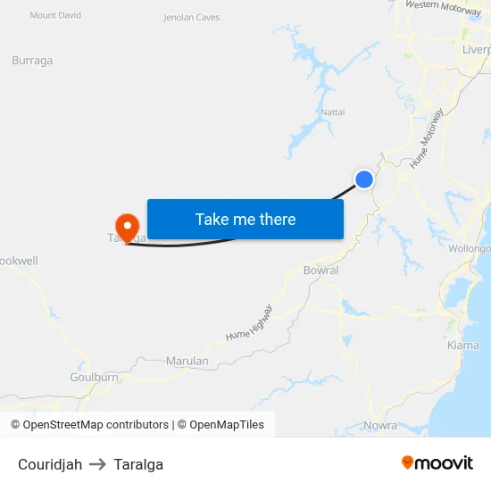 Couridjah to Taralga map