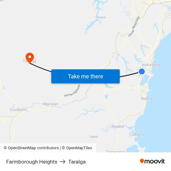 Farmborough Heights to Taralga map