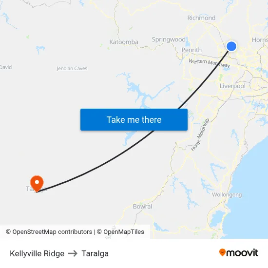 Kellyville Ridge to Taralga map