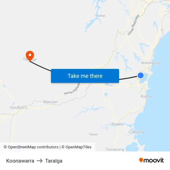 Koonawarra to Taralga map