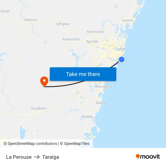La Perouse to Taralga map
