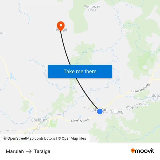 Marulan to Taralga map