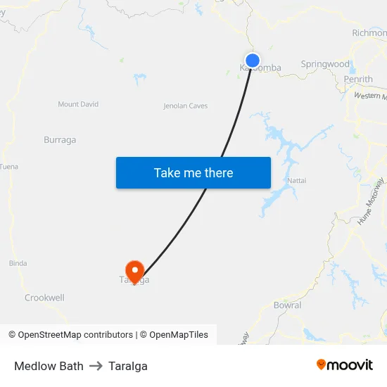 Medlow Bath to Taralga map