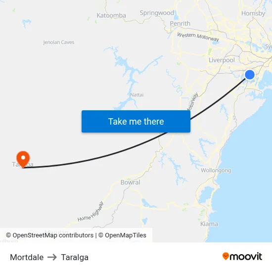 Mortdale to Taralga map