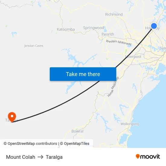 Mount Colah to Taralga map