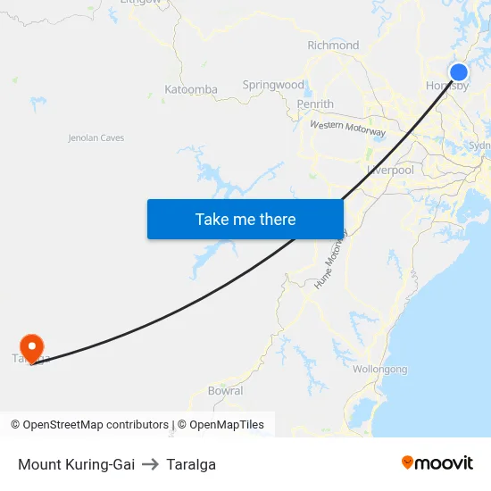 Mount Kuring-Gai to Taralga map