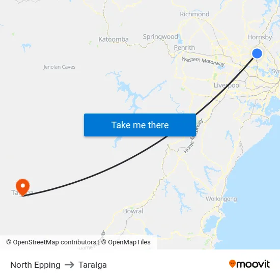 North Epping to Taralga map