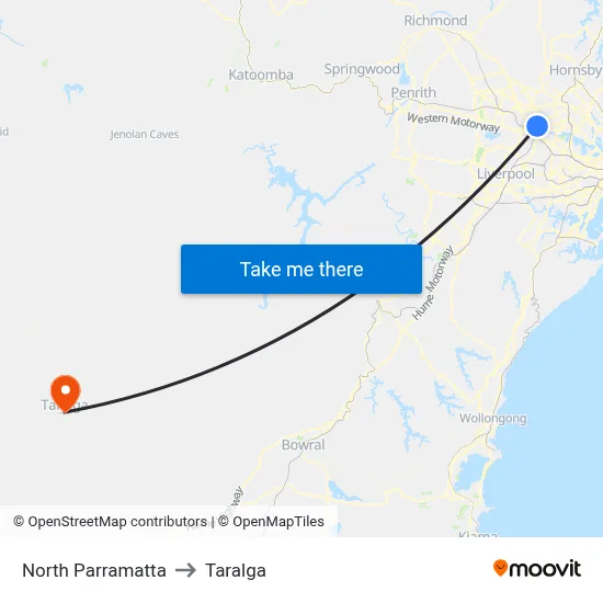 North Parramatta to Taralga map