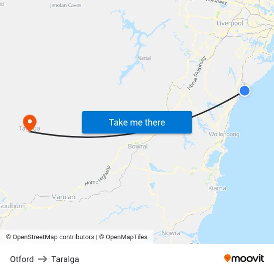 Otford to Taralga map