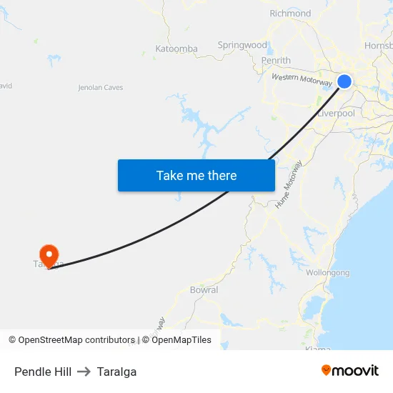Pendle Hill to Taralga map