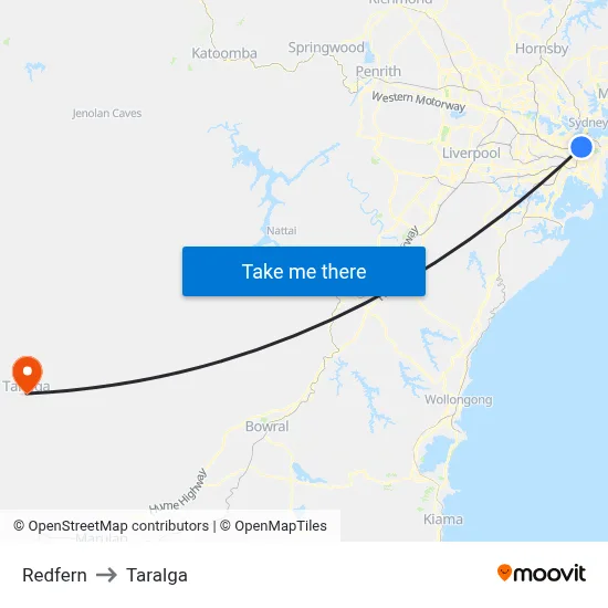 Redfern to Taralga map