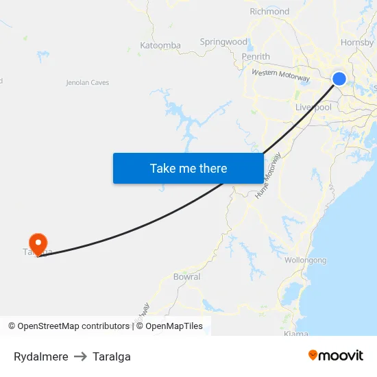 Rydalmere to Taralga map