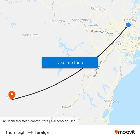 Thornleigh to Taralga map