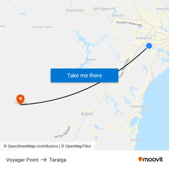 Voyager Point to Taralga map