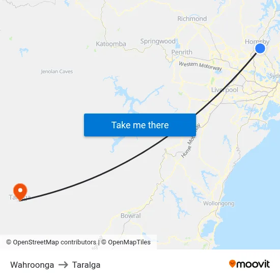 Wahroonga to Taralga map