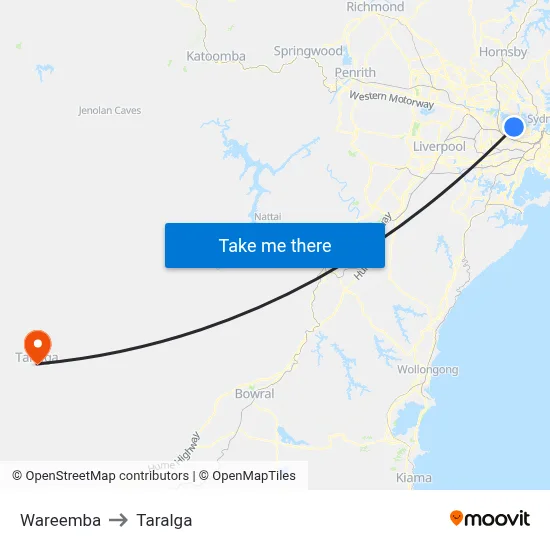 Wareemba to Taralga map