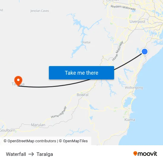 Waterfall to Taralga map