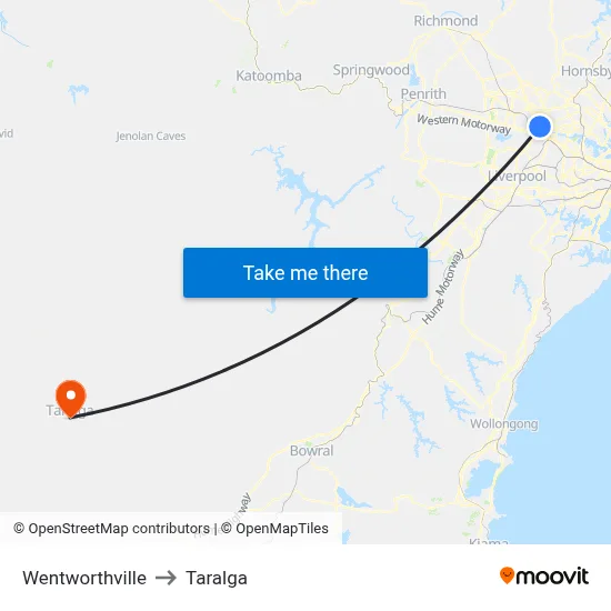 Wentworthville to Taralga map