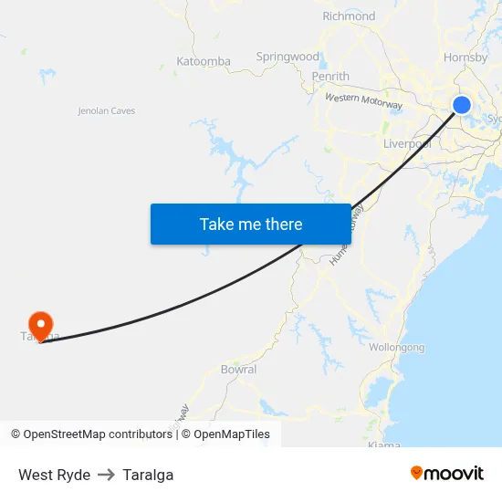 West Ryde to Taralga map