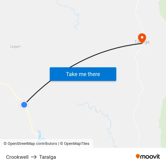Crookwell to Taralga map