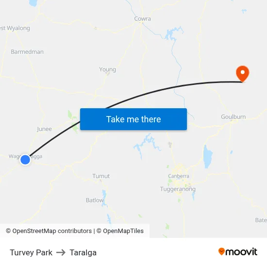 Turvey Park to Taralga map