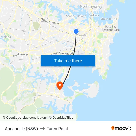 Annandale (NSW) to Taren Point map