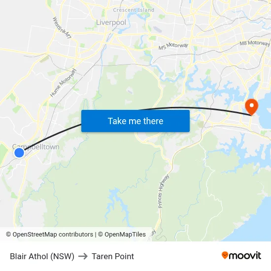 Blair Athol (NSW) to Taren Point map