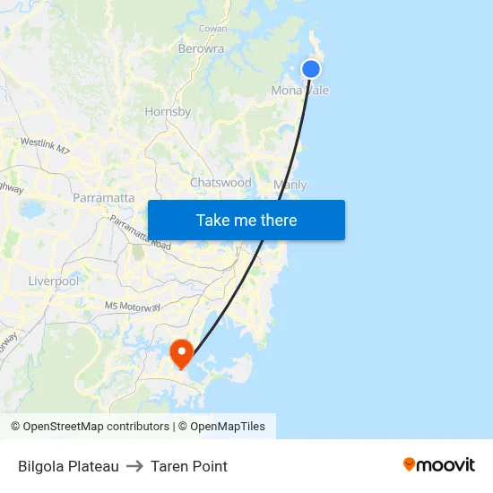 Bilgola Plateau to Taren Point map
