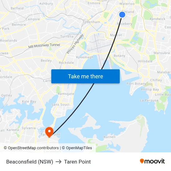 Beaconsfield (NSW) to Taren Point map