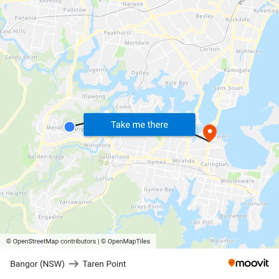 Bangor (NSW) to Taren Point map