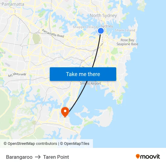 Barangaroo to Taren Point map