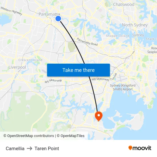 Camellia to Taren Point map