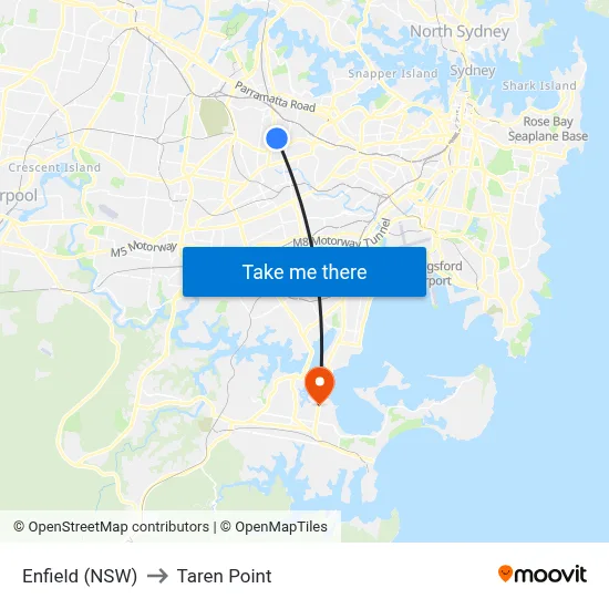 Enfield (NSW) to Taren Point map