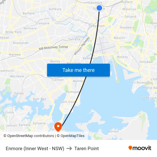 Enmore (Inner West - NSW) to Taren Point map